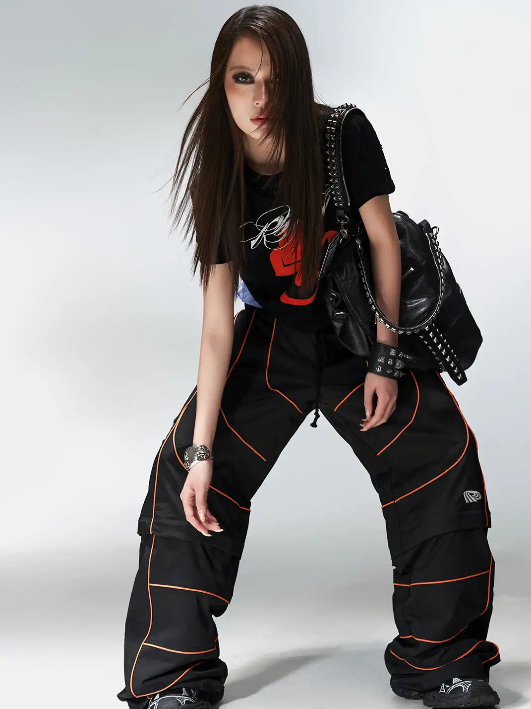 PCCVISION | Color Block Patchwork Embroidered Sports Pants