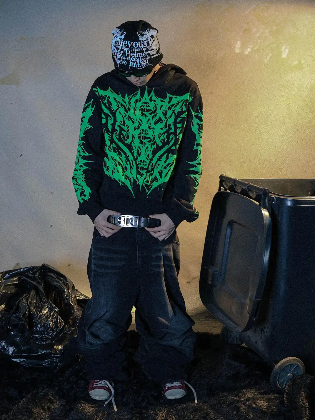 PCCVISION | Allover Green Printed Hoodie