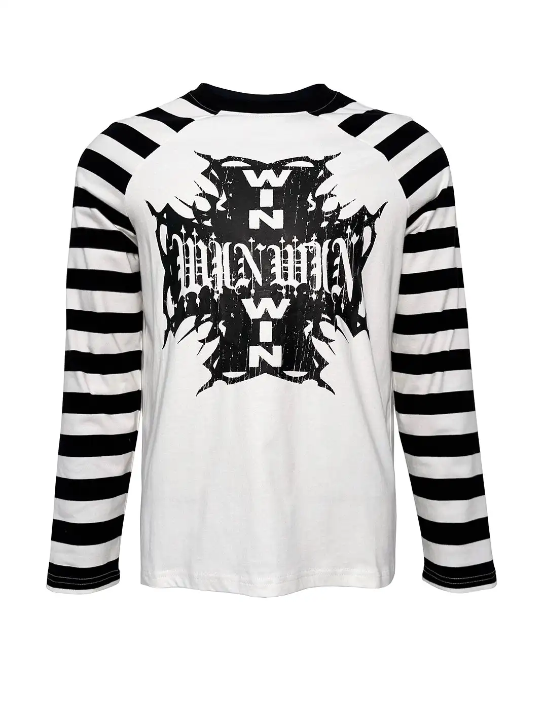 PCCVISION | Striped Raglan Printed Long Sleeve T-shirt