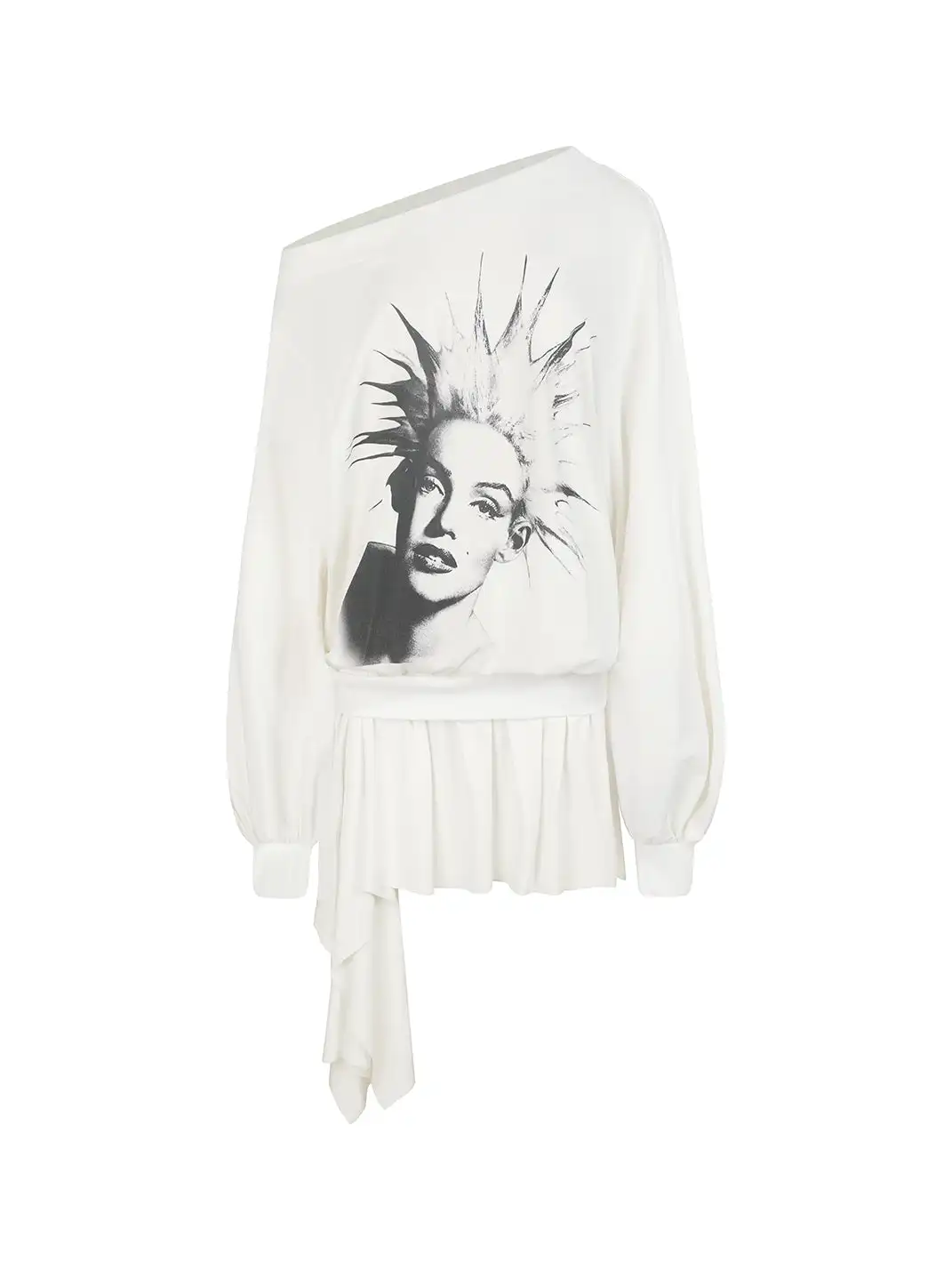 nodress | Punk Spiky Print Off-Shoulder Dress-White