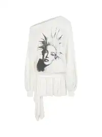 nodress | Punk Spiky Print Off-Shoulder Dress-White