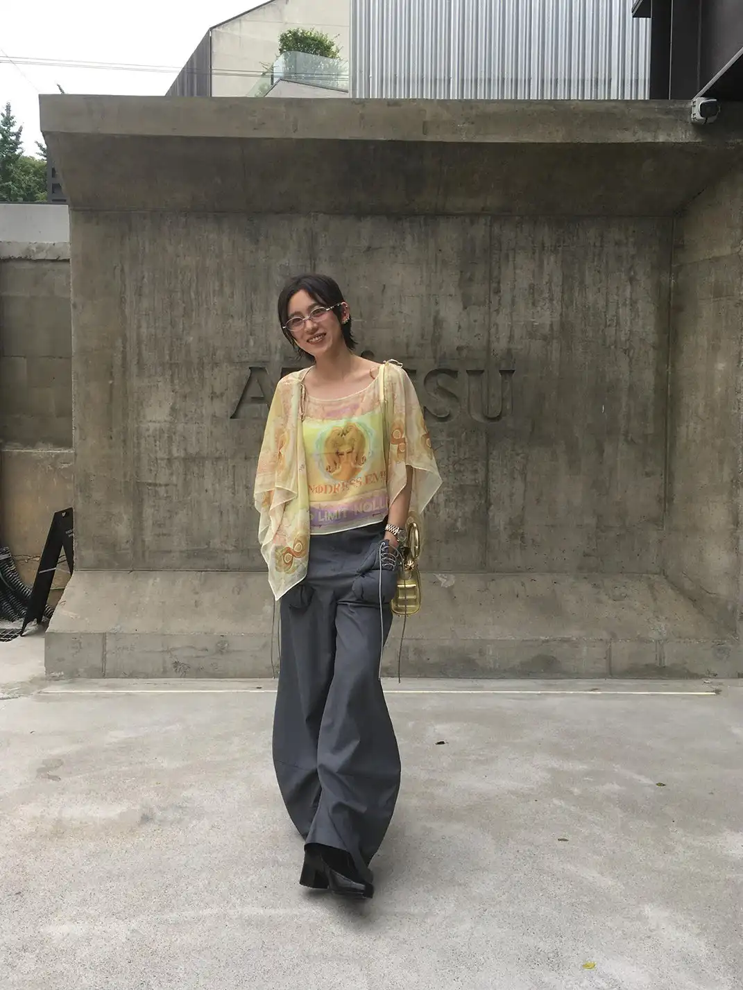 nodress | Banknote Print Chiffon Off-Shoulder Top