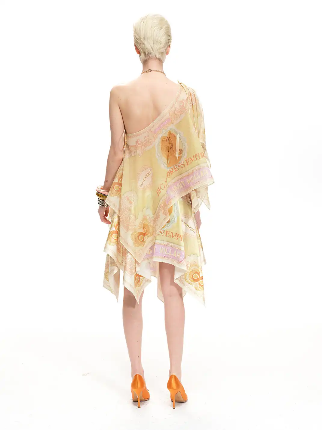 nodress | Banknote Print Chiffon Off-Shoulder Top