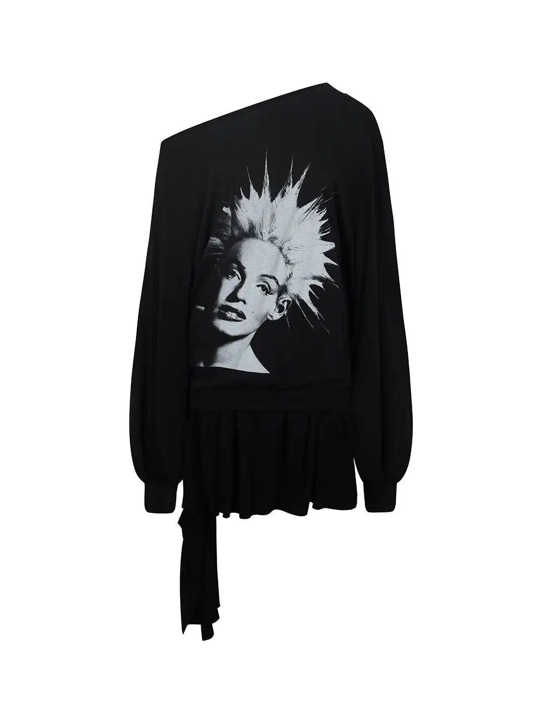 nodress | Punk Spiky Print Off-Shoulder Dress-Black