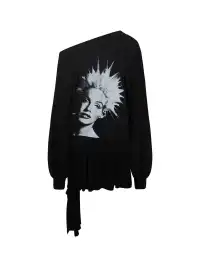 nodress | Punk Spiky Print Off-Shoulder Dress-Black