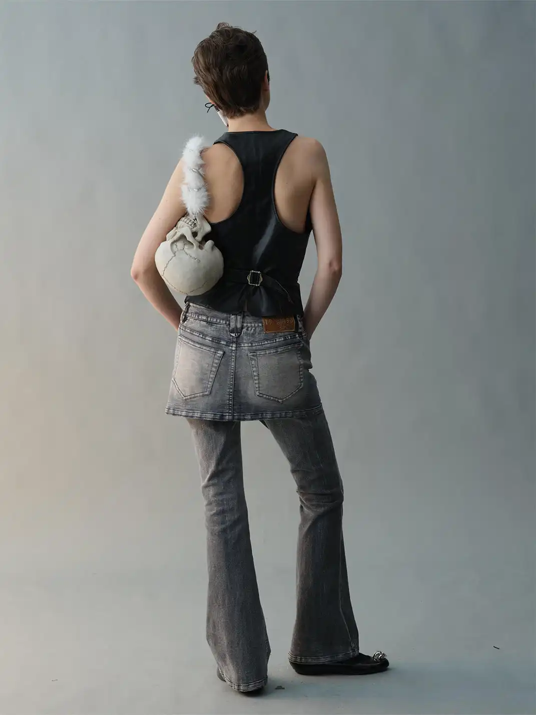 nodress | Faux Two-Piece Flared Jeans