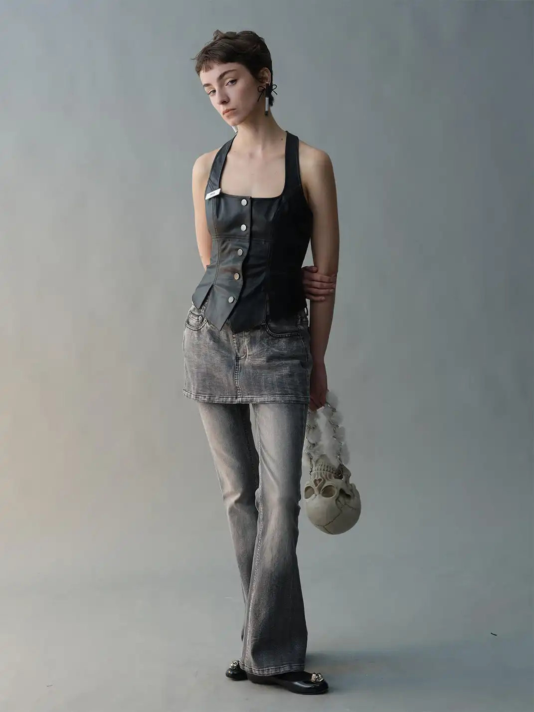 nodress | Faux Two-Piece Flared Jeans