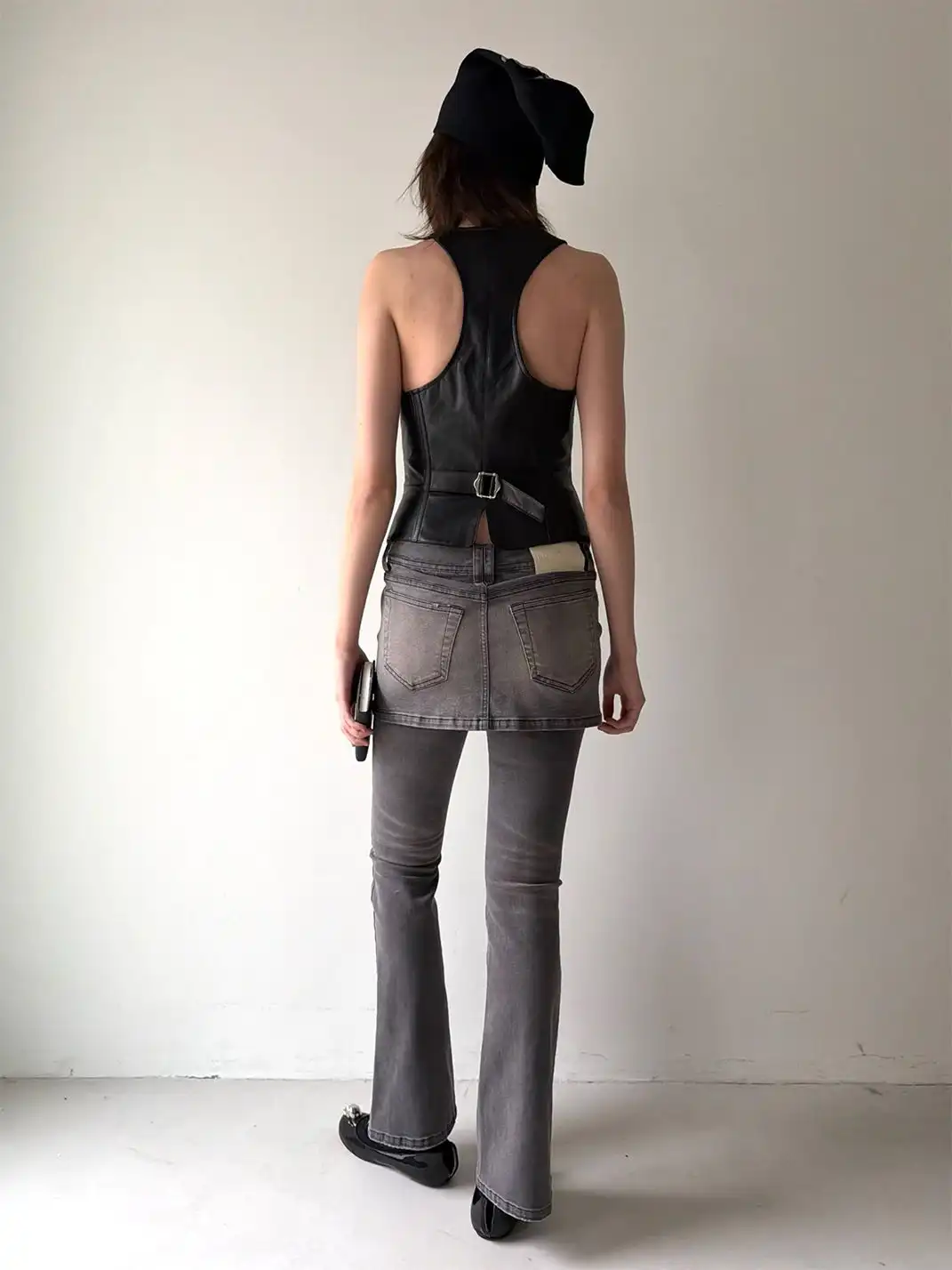 nodress | Faux Two-Piece Flared Jeans