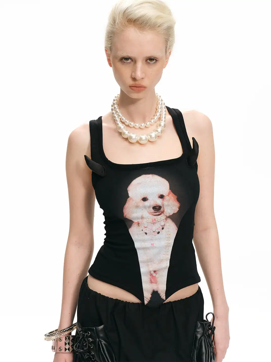 nodress | Poodle Print Crisscross Back Bodysuit