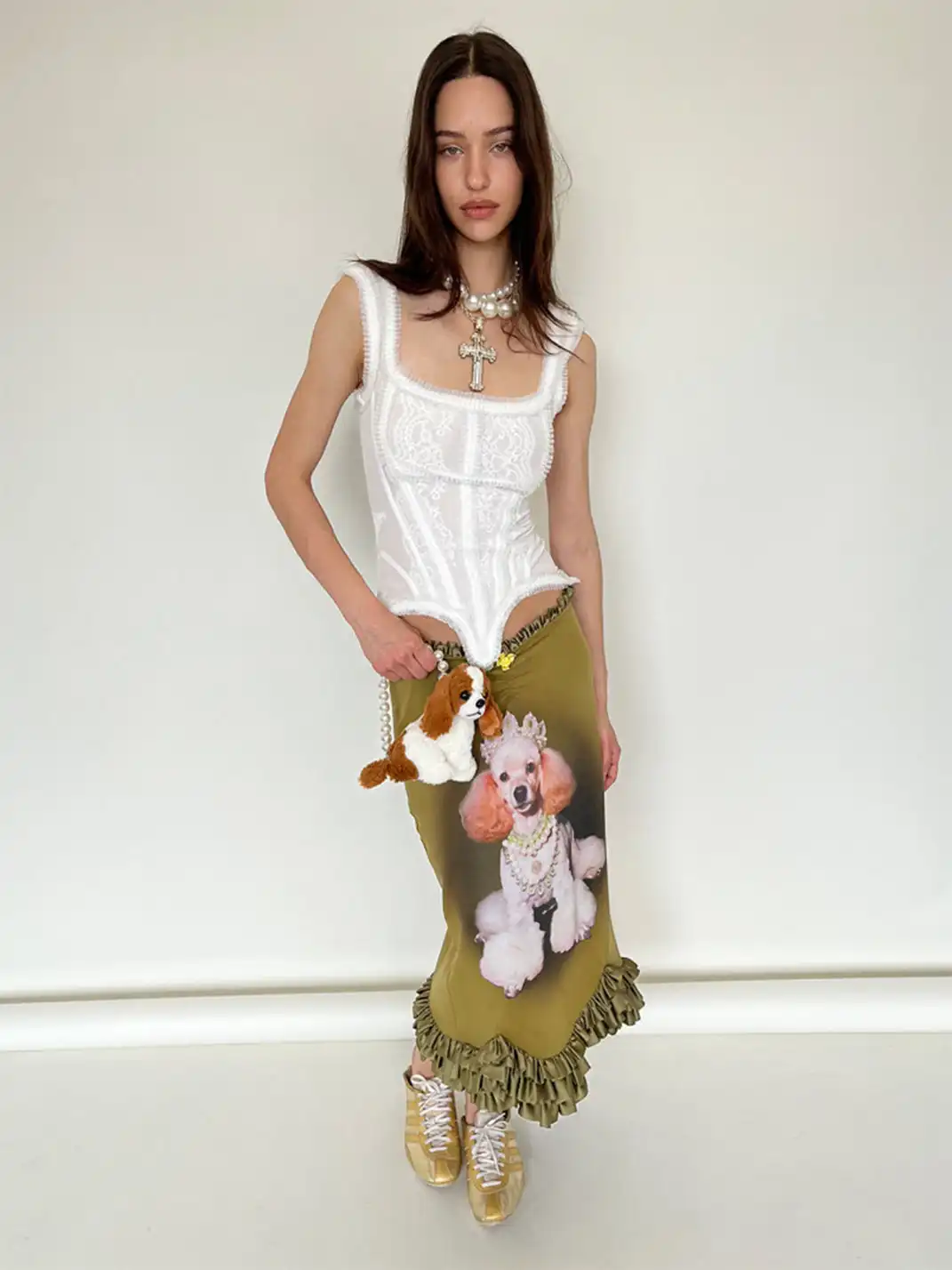 nodress | Dog Print Fishtail Skirt