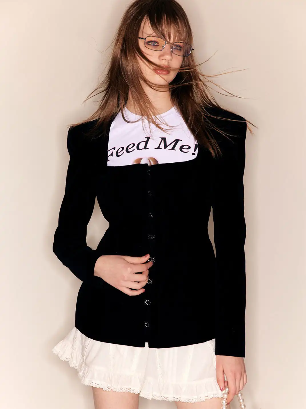 nodress | Square-Neck Button-Down Fitted Suit Jacket