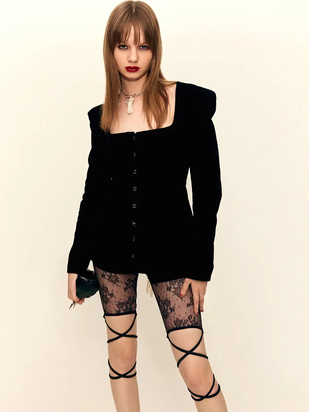 nodress | Square-Neck Button-Down Fitted Suit Jacket