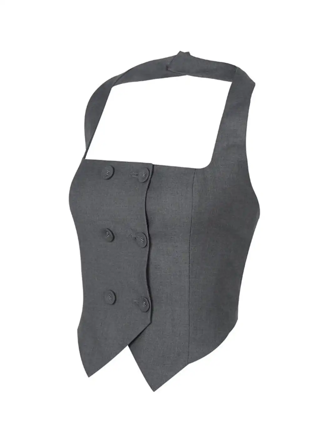 nodress | Double-Breasted Halter Neck Backless Vest