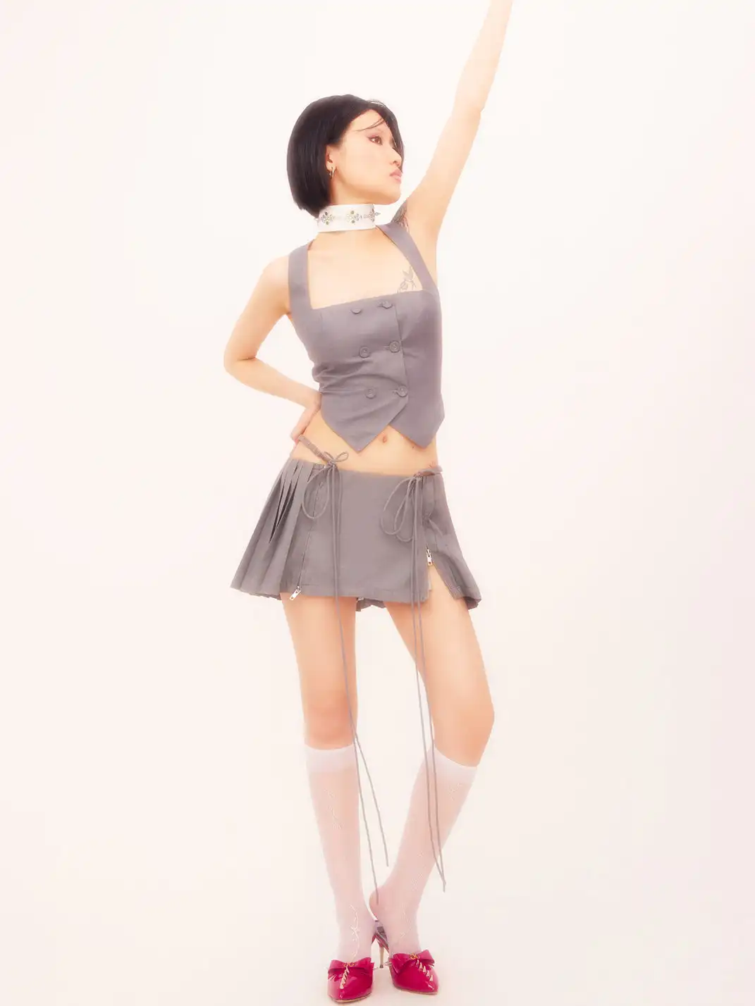 nodress | Double-Breasted Halter Neck Backless Vest