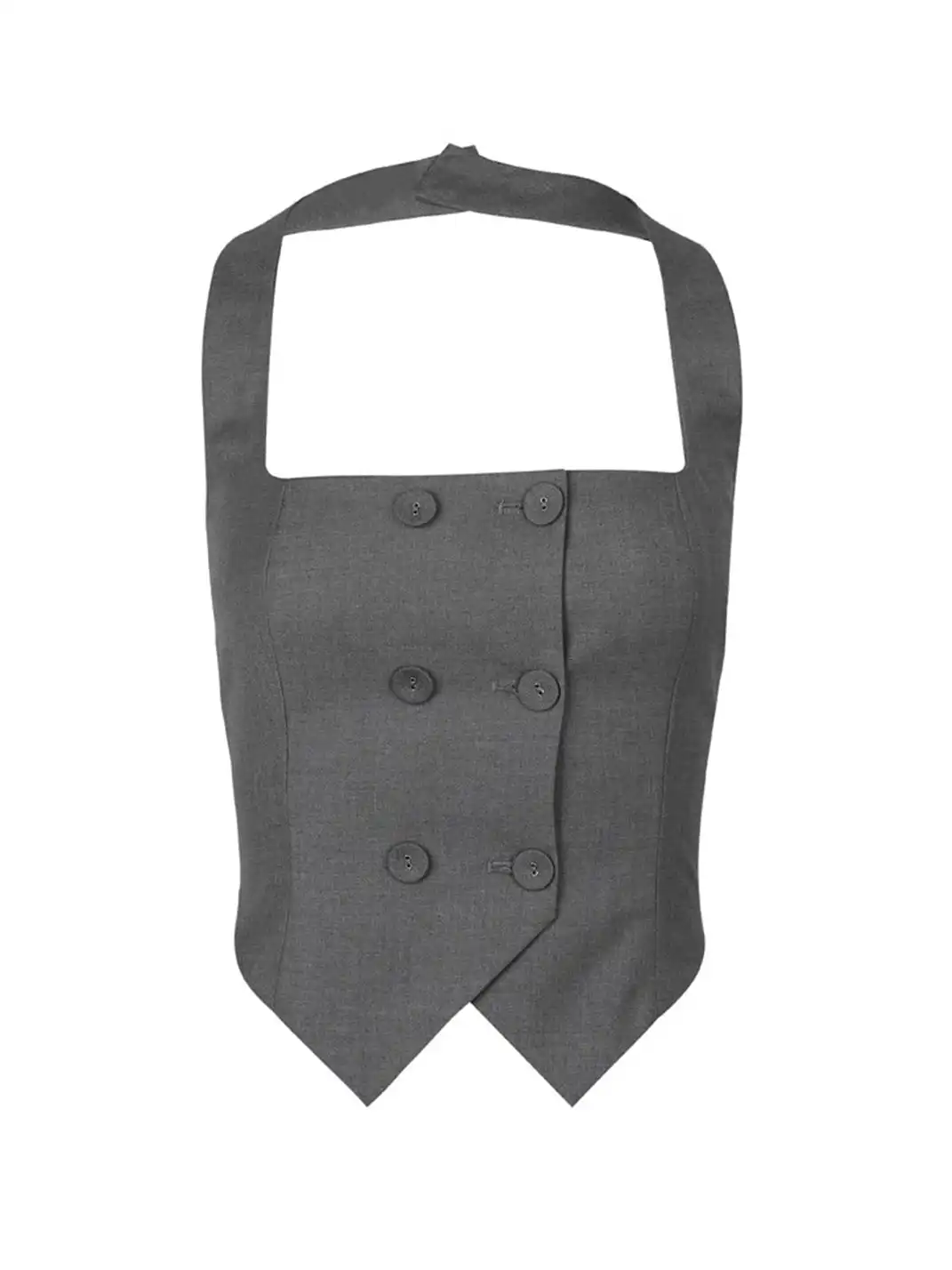 nodress | Double-Breasted Halter Neck Backless Vest