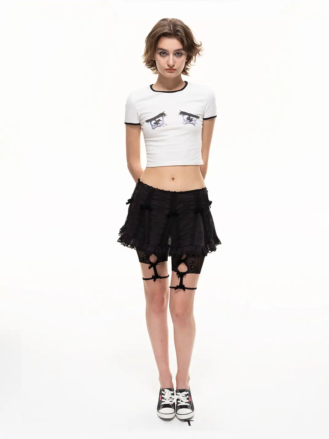 nodress | Lace Pleated A-Line Skirt