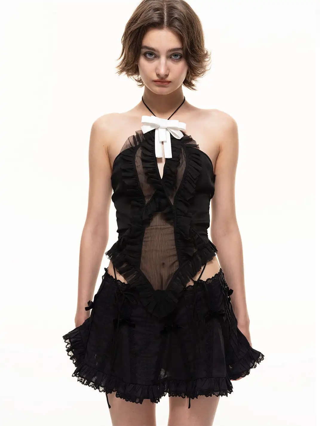 nodress | Lace Pleated A-Line Skirt