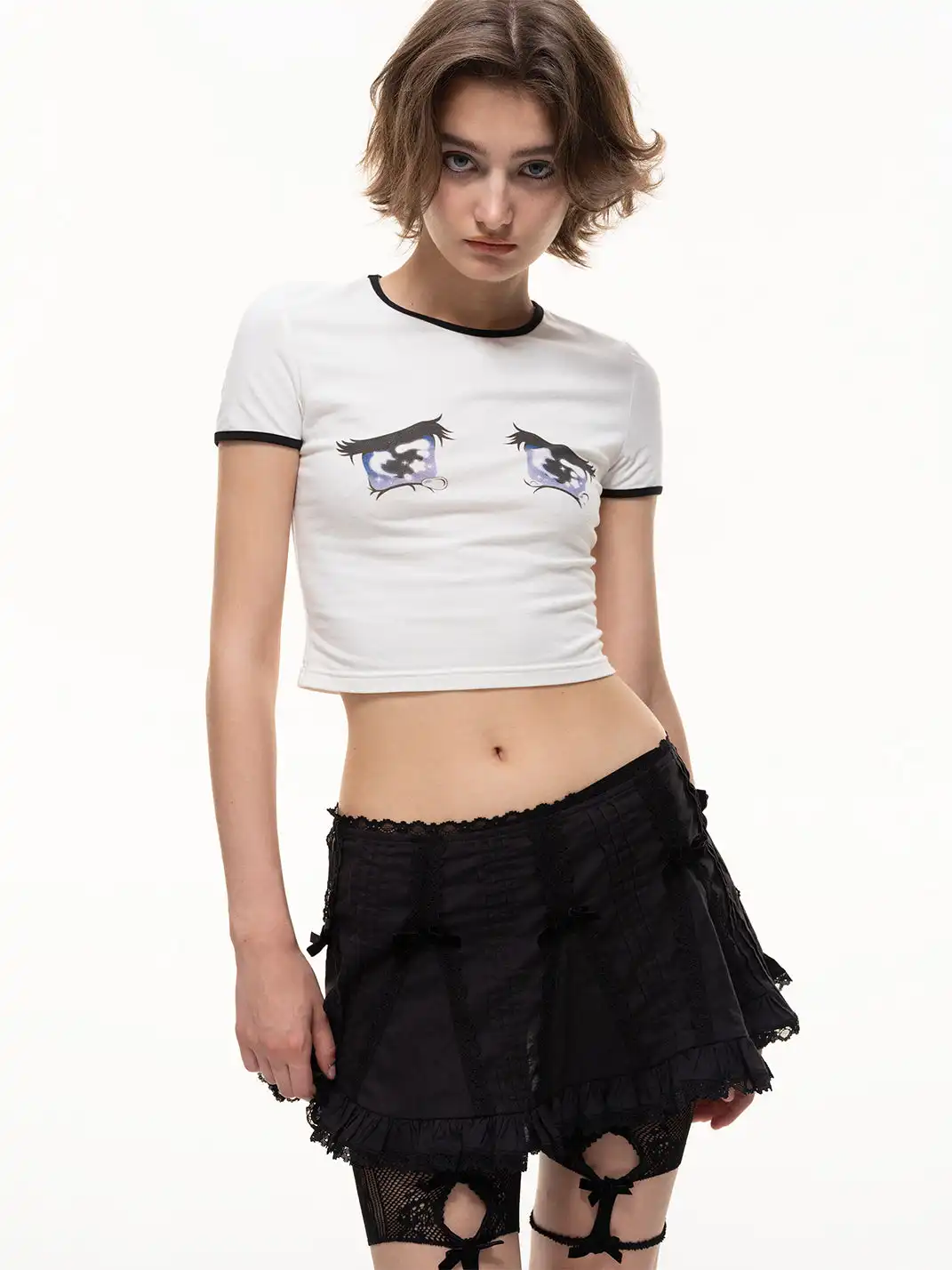 nodress | Lace Pleated A-Line Skirt