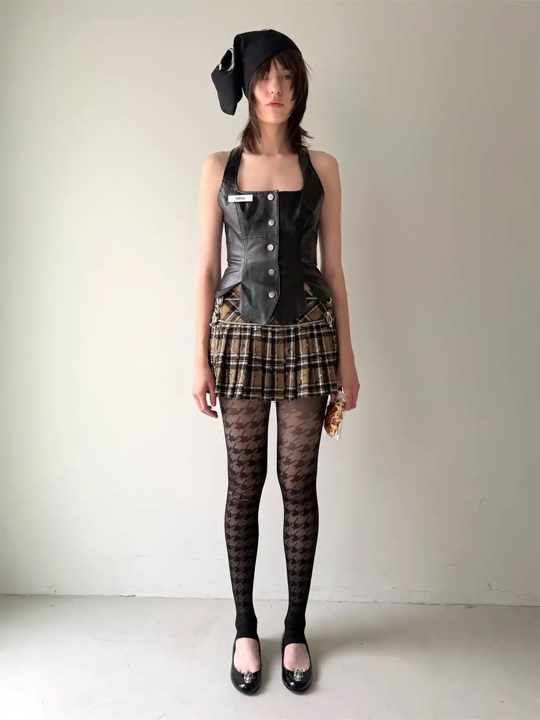 nodress | Pendant Plaid Wool Pleated Skirt