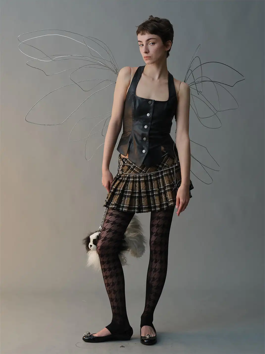 nodress | Pendant Plaid Wool Pleated Skirt