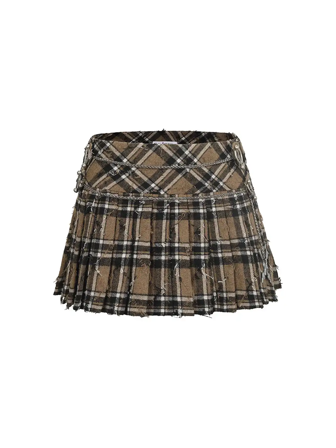 nodress | Pendant Plaid Wool Pleated Skirt