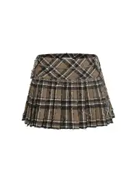 nodress | Pendant Plaid Wool Pleated Skirt