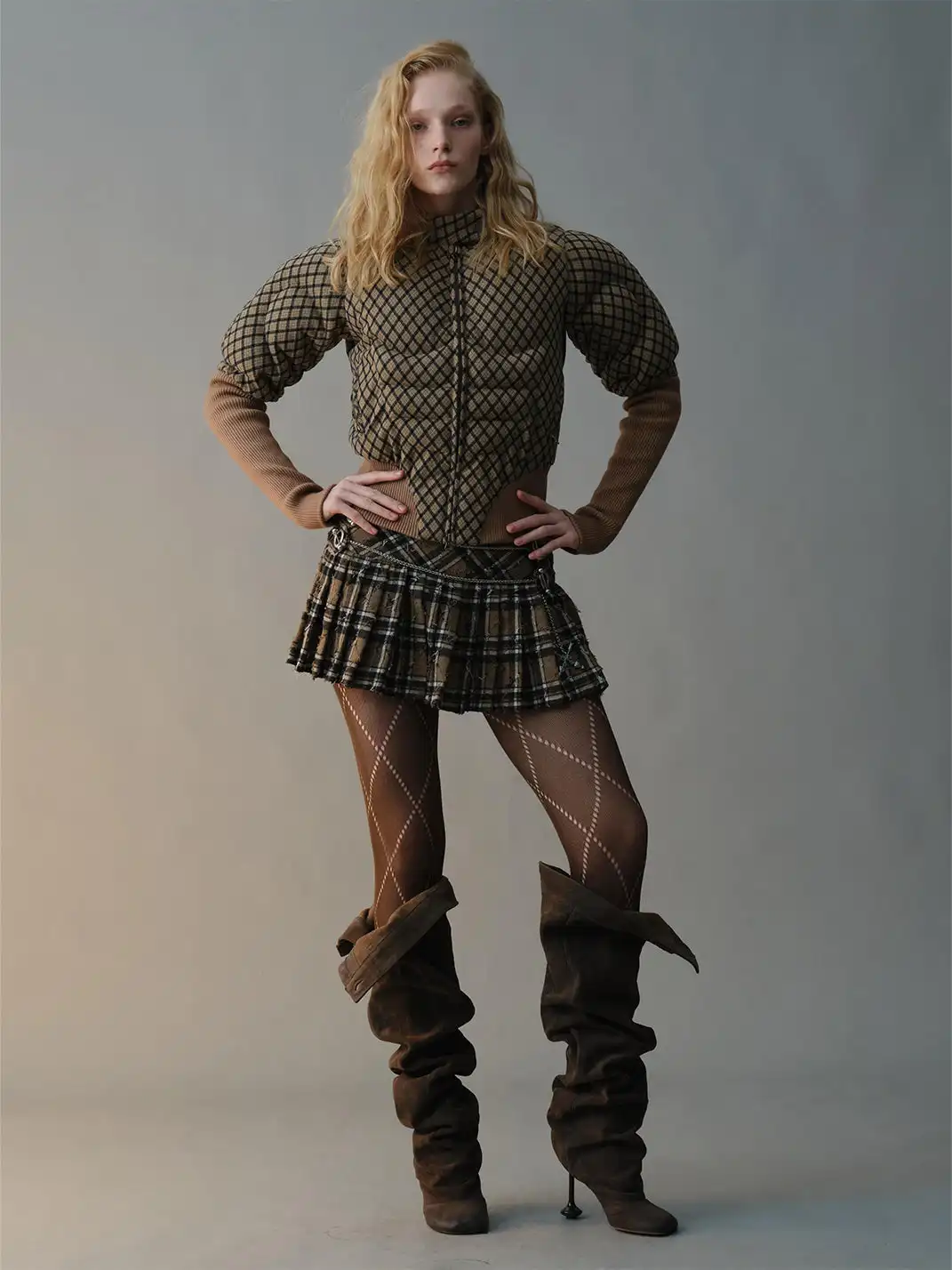 nodress | Pendant Plaid Wool Pleated Skirt