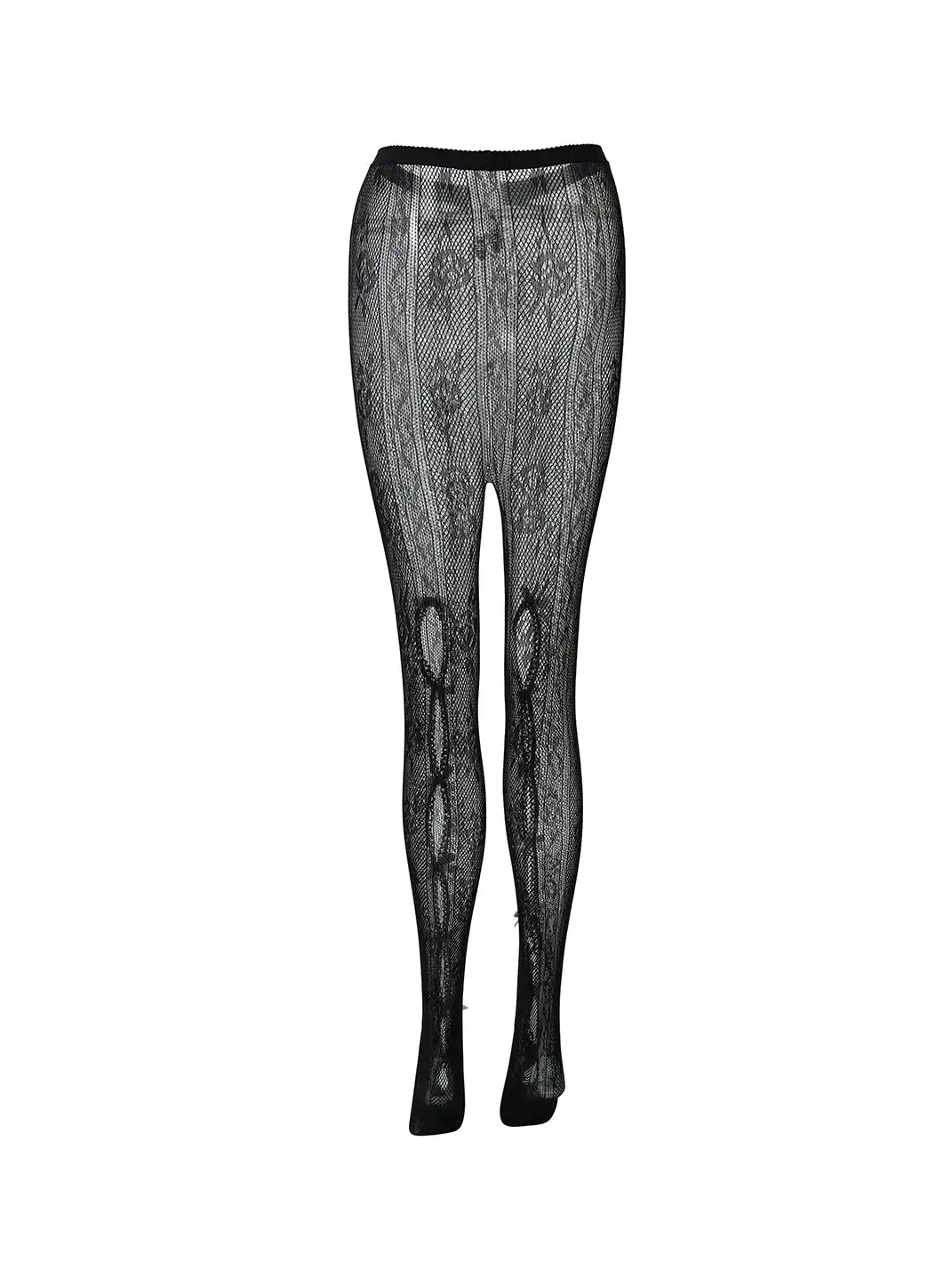 nodress | Lace-Patterned Mesh Bow Pantyhose