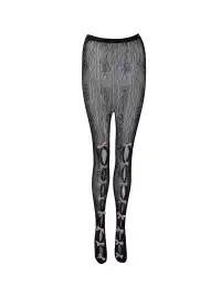 nodress | Lace-Patterned Mesh Bow Pantyhose