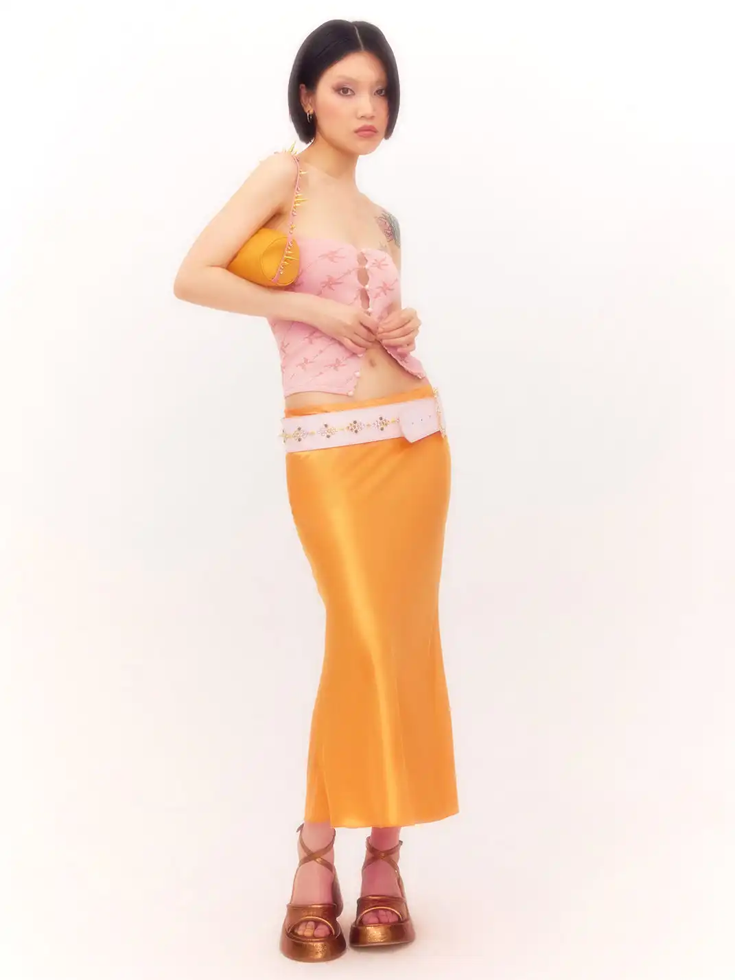 nodress | Rhinestone Rivet Carved Belt