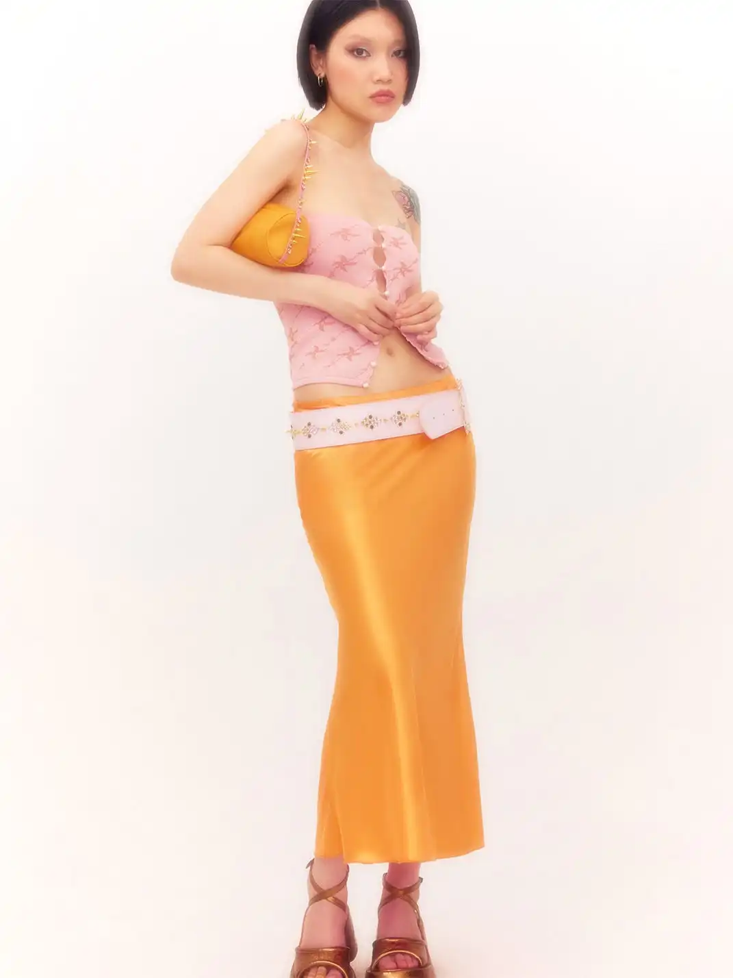 nodress | Rhinestone Rivet Carved Belt