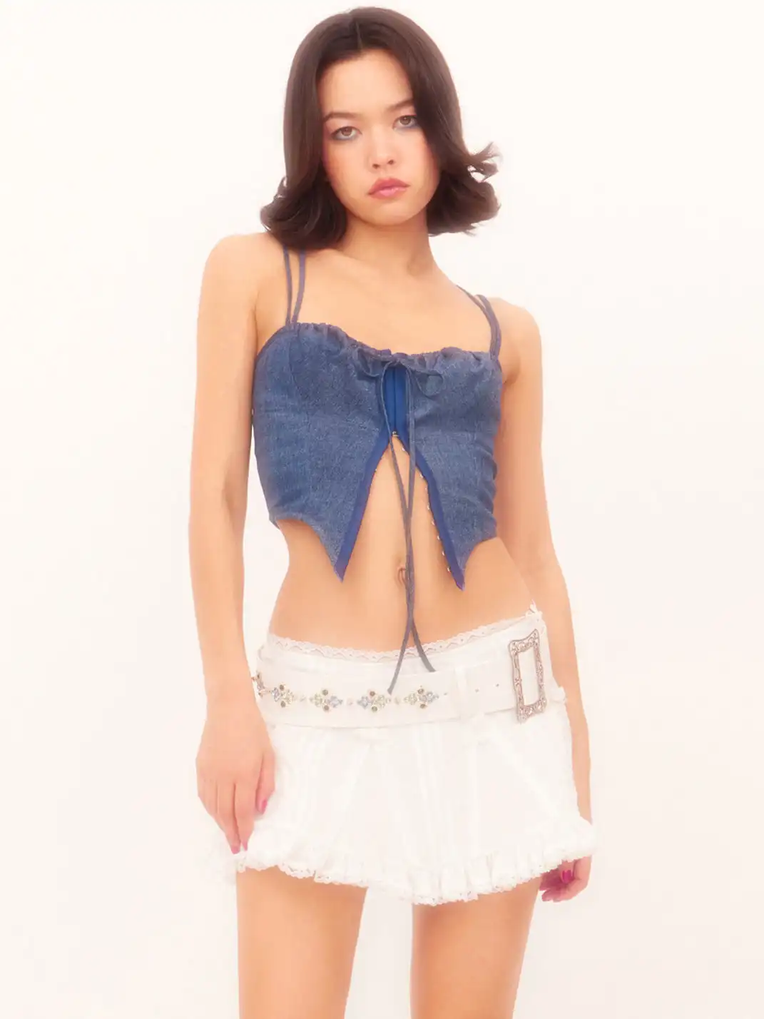 nodress | Rhinestone Rivet Carved Belt