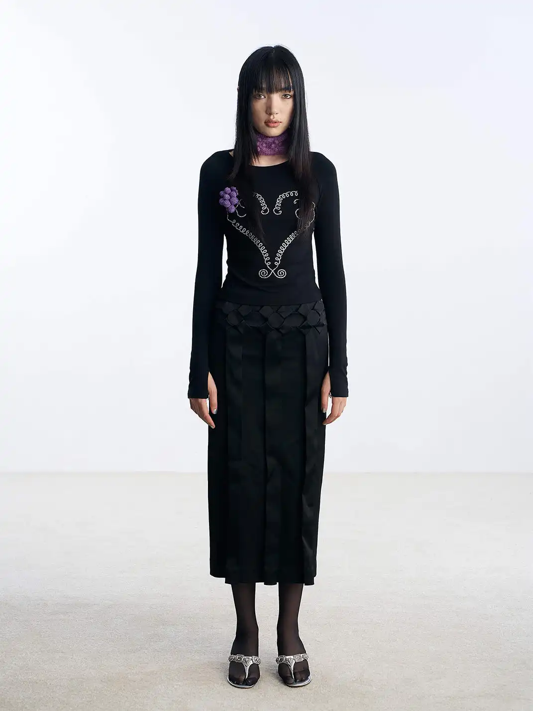 nodress | Rhinestone Vine T-shirt Long Sleeve Top