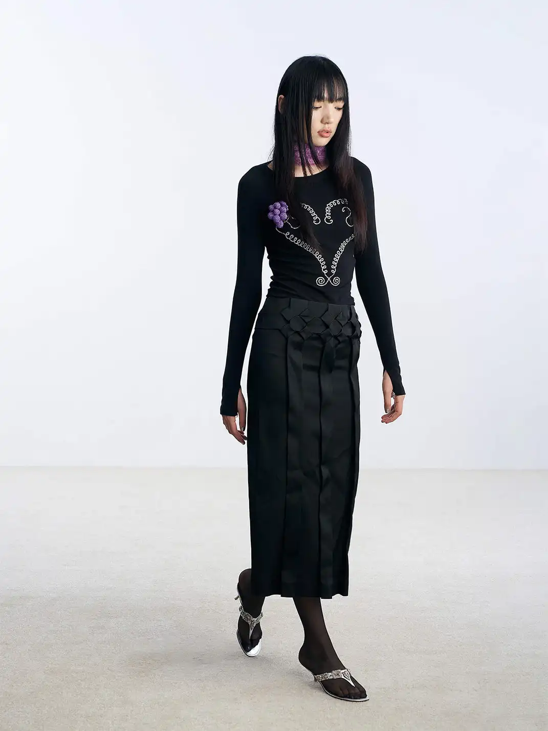 nodress | Rhinestone Vine T-shirt Long Sleeve Top