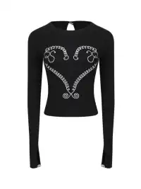 nodress | Rhinestone Vine T-shirt Long Sleeve Top
