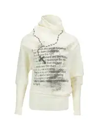 CestNous | Chain Graffiti Batwing Sleeve Pleated Sweater