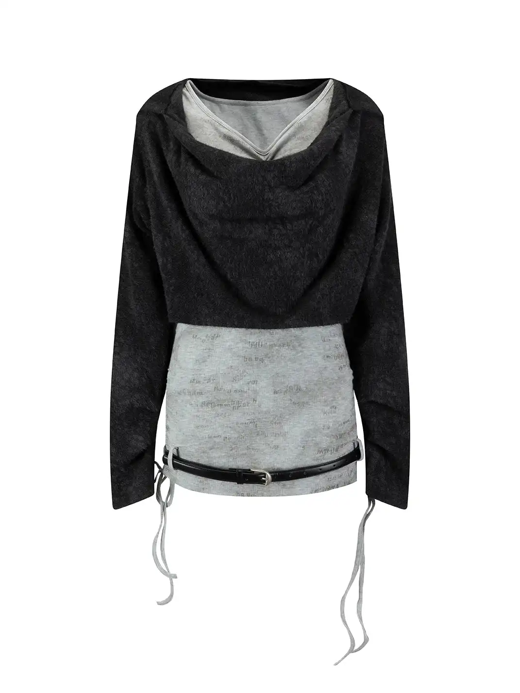 CestNous | Striped Faux Two-Piece Hooded Top
