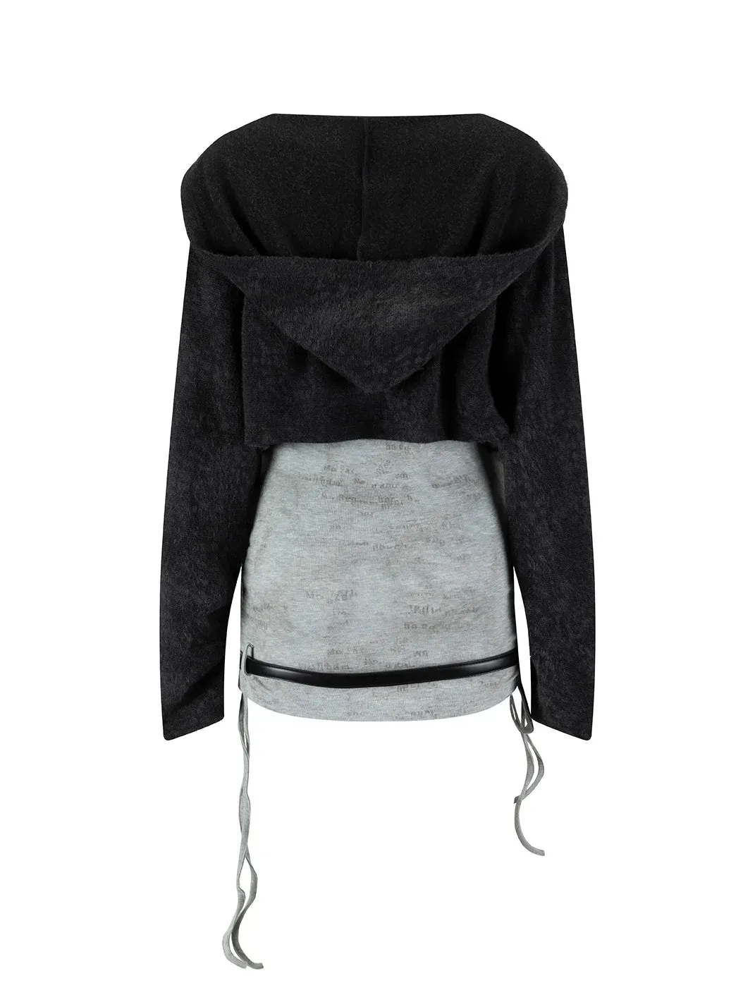 CestNous | Striped Faux Two-Piece Hooded Top