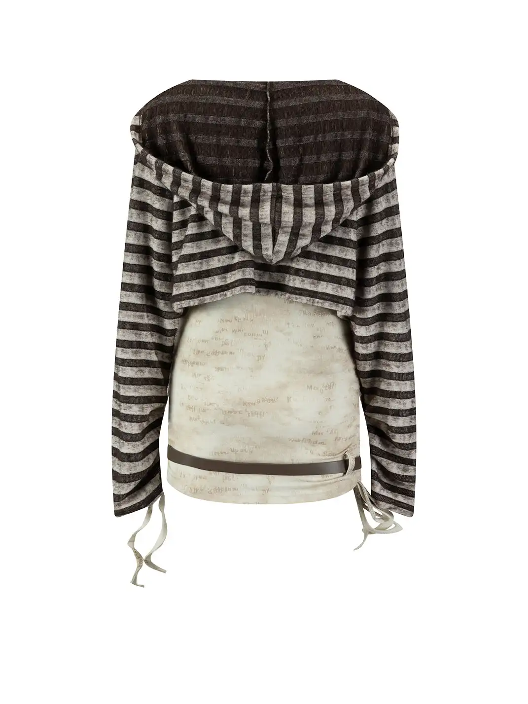 CestNous | Striped Faux Two-Piece Hooded Top
