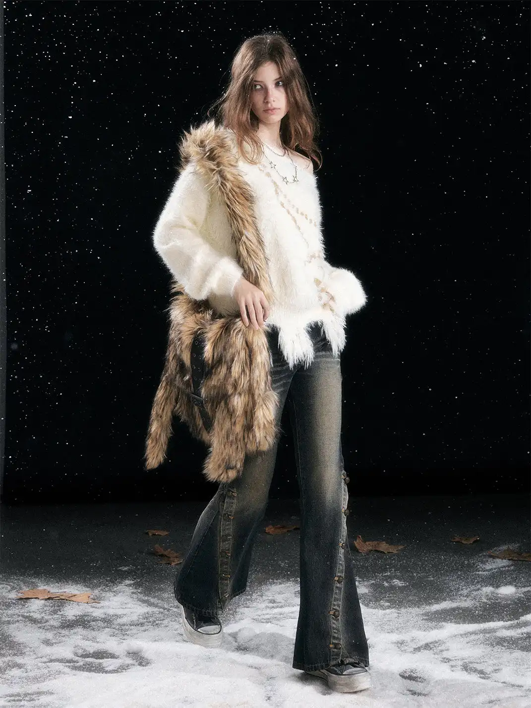 CestNous | Punk Rabbit Ear Buckle Belt Crossbody Fur Bag