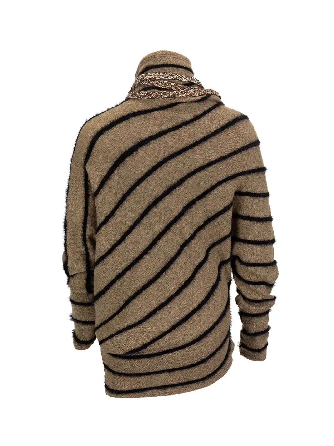 CestNous | Braided Striped Batwing Sleeve Sweater