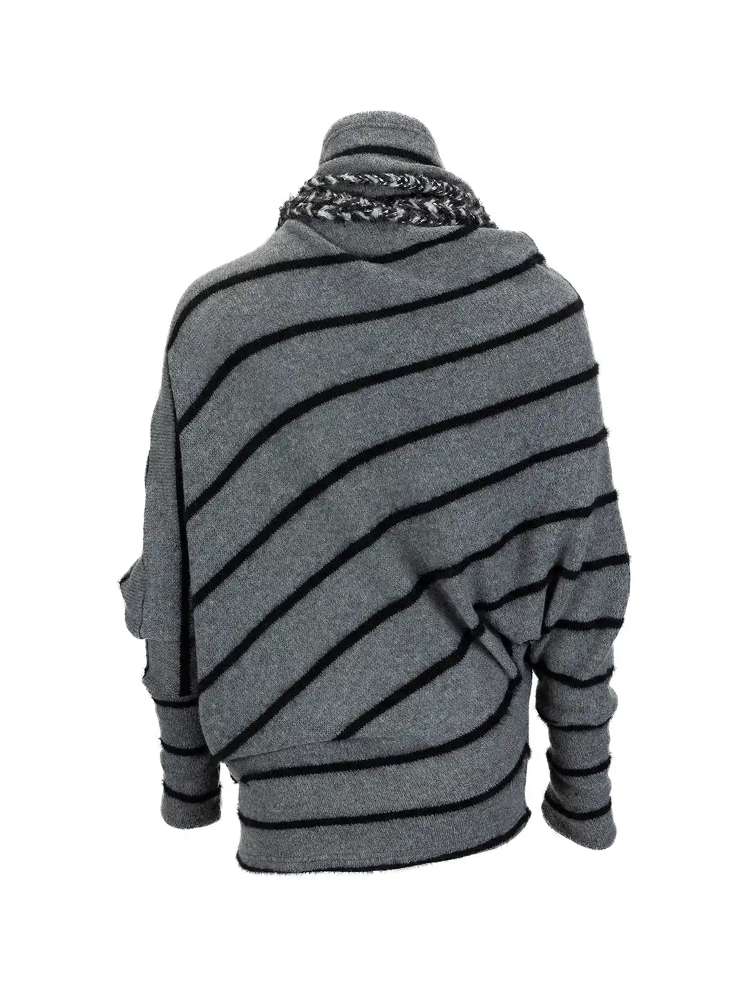CestNous | Braided Striped Batwing Sleeve Sweater