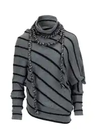 CestNous | Braided Striped Batwing Sleeve Sweater