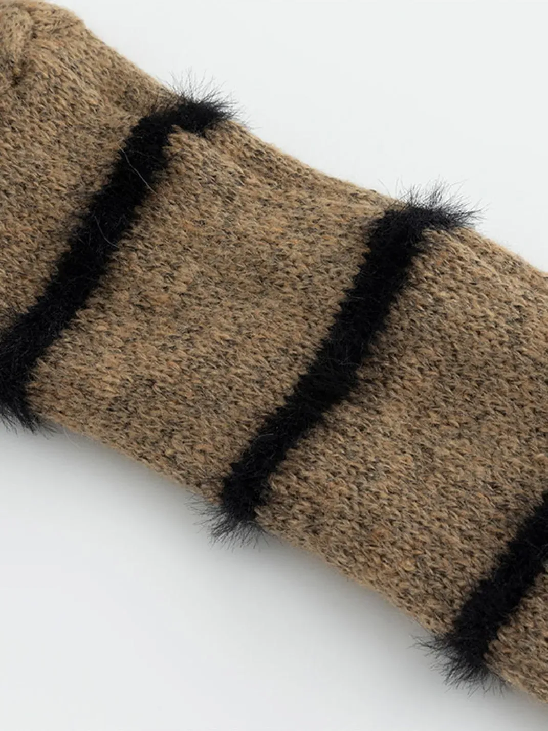 CestNous | Braided Striped Batwing Sleeve Sweater