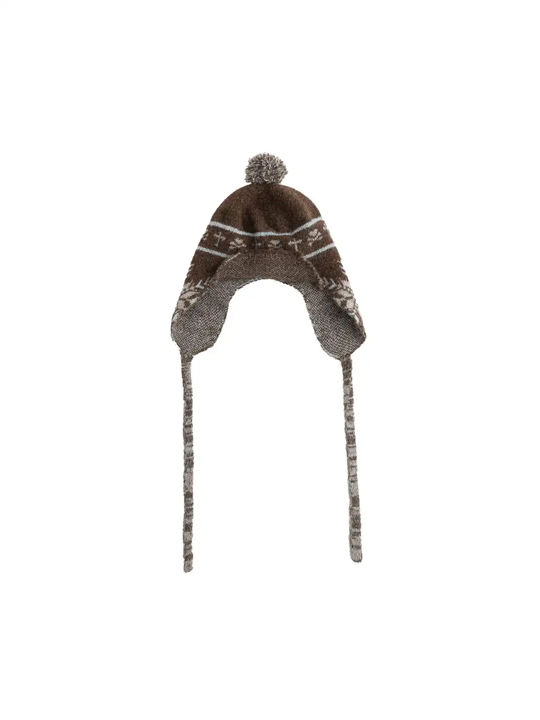 CestNous | Jacquard Knit Hat With Cord And Pom-Poms