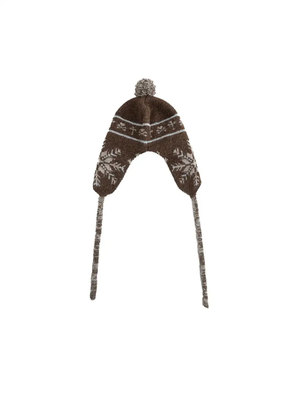 CestNous | Jacquard Knit Hat With Cord And Pom-Poms