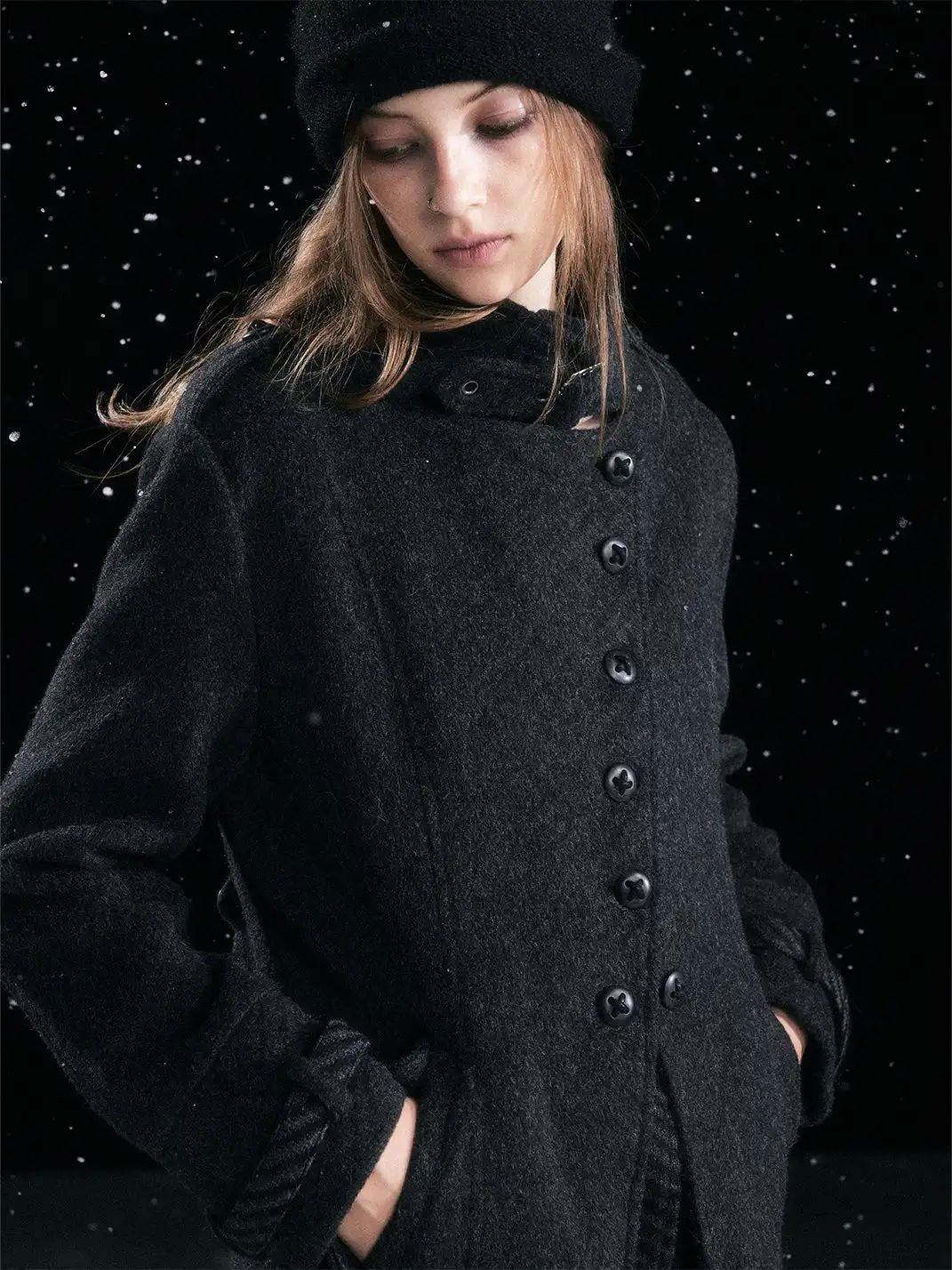 CestNous | Vest Layered Over A Double-Breasted Wool Coat