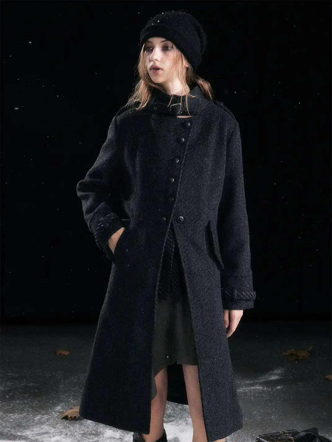 CestNous | Vest Layered Over A Double-Breasted Wool Coat