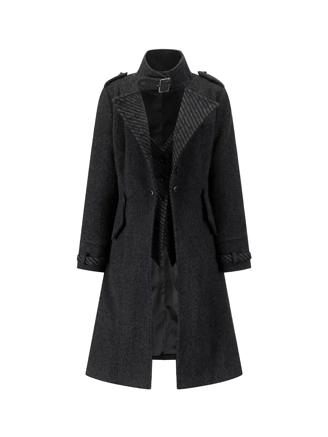 CestNous | Vest Layered Over A Double-Breasted Wool Coat