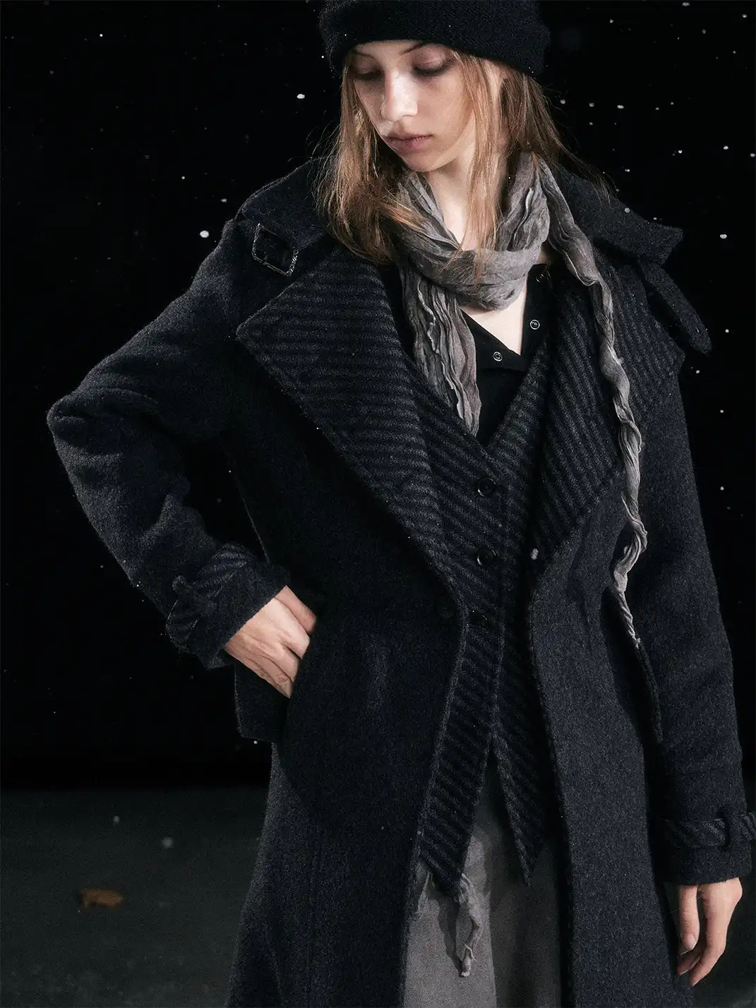 CestNous | Vest Layered Over A Double-Breasted Wool Coat
